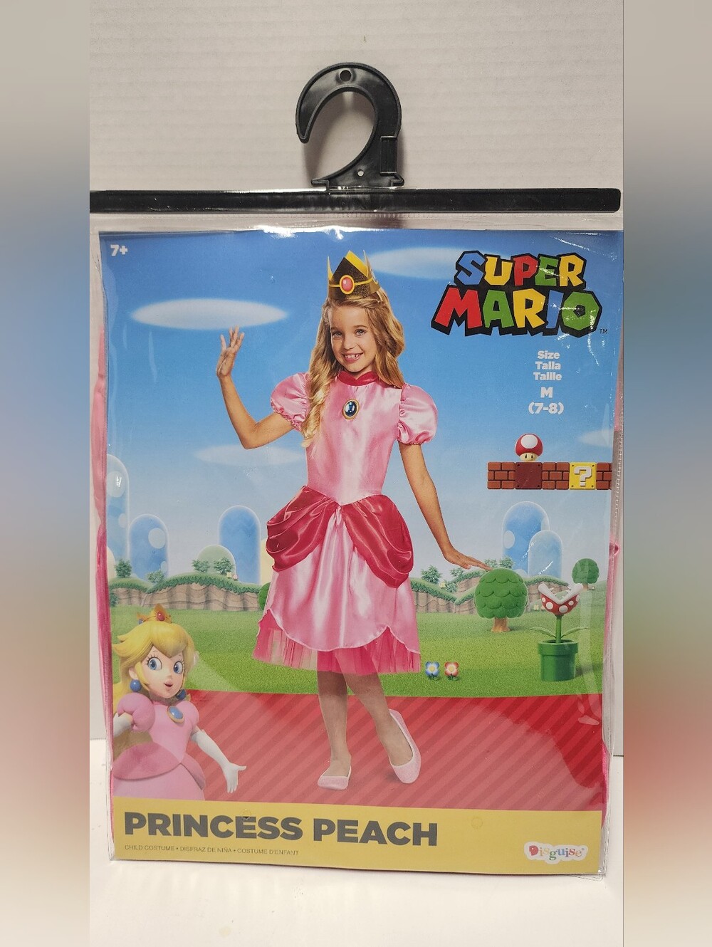 M (7-8) Princess Peach Nintendo Super Mario Kids Halloween Costume Girls New